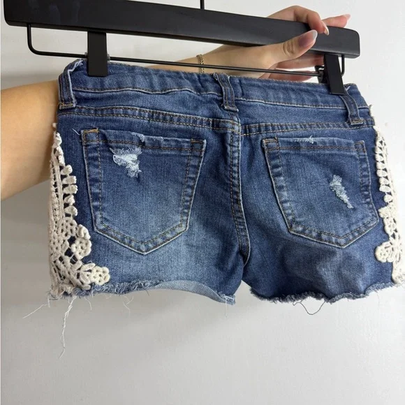 Arizona Kids Denim Lace-Trimmed Shorts - Picture 2 of 4